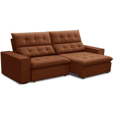 Imagem de Sofá Retrátil Reclinável Para Sala 3 Lugares 250cm Vincent F04 Veludo Terracota - Lyam Decor