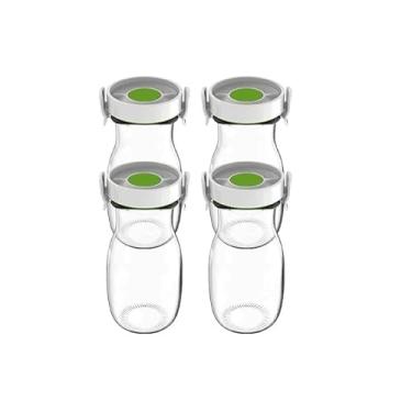 Imagem de FOSA Garrafa com tampa de vácuo, conjunto de 4 peças, 4 jarros de vidro (500 ml x 4), jarra a vácuo – para chá gelado, suco, leite