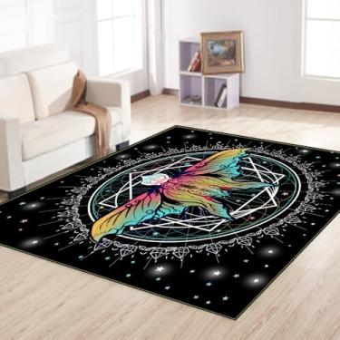 Imagem de Tapete Mystical Luna Moth para sala de estar, quarto, tapetes geométricos vintage, decoração de casa, tapetes decorativos para homens, jovens, meninos, 7 x 12 cm, tapete de chão lavável