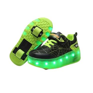 Imagem de Tênis infantil moderno com rodas para meninas - Tênis de skate premium recarregável por USB para meninos, Preto