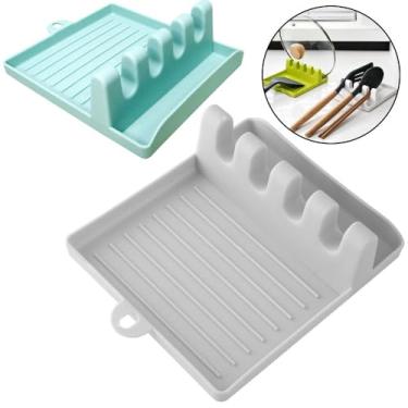 Imagem de Descanso de Talheres e Tampa de Panela Apoio De Plástico com Cores Sortidas (Azul)