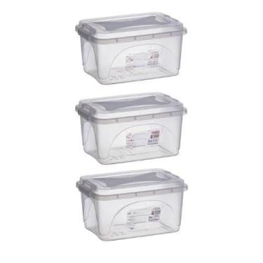 Imagem de Kit 10 Caixas Organizadoras 3 Litros Transparente Pote Com Tampa Com Trava Multiuso Organizador(3 Caixa Organizadora 3 Litros)
