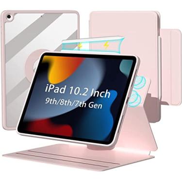 Imagem de Capa vertical para iPad 11ª geração de 11 polegadas (A16) 2025/iPad 10ª geração, capa magnética com suporte para lápis, pode conter teclado, capa inteligente removível giratória 360 (rosa)