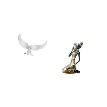 Imagem de Fenteer Escultura de Anjo em Resina, Ornamento para Escritório, Inauguração de Casa, Estante, Corredor, Mesa, Tribal Africana, Artesanato Artesanal, Pe