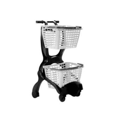 Imagem de Carrinho De Supermercado de Compras Duplo Plástico Cinza 25l Siris Siris25