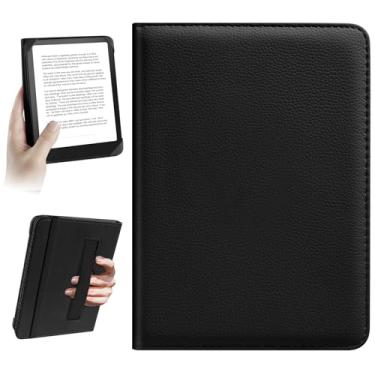 Imagem de HoYiXi Capa universal para Kindle eReader de 6 polegadas compatível com Paperwhite(2015/2018)/Pocketbook e Tolino/Kobo Clara HD, capa protetora para eReader de 6 polegadas, corda elástica, preta