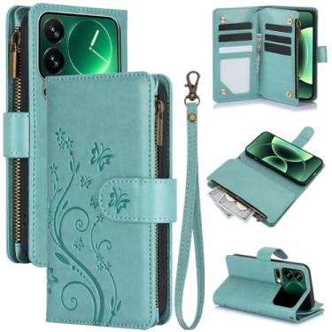 Imagem de Capa carteira para Xiaomi 17 Pro, couro sintético e TPU à prova de choque, 6 compartimentos para cartões/compartimento para dinheiro/bolso com zíper, fecho magnético, alça de pulso removível, suporte