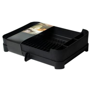 Imagem de Escorredor De Louça Pratos Porta Talher Com Bandeja Drenagem(Preto)
