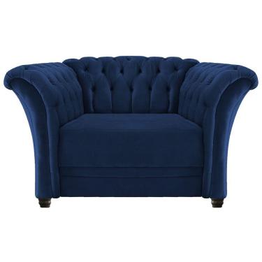 Imagem de Poltrona Decorativa Chesterfield Sofia Suede Azul Marinho