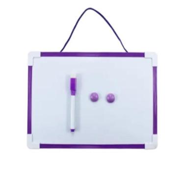 Imagem de Lousa Quadro Branco Magnético Completa Caneta Apagador 30x20cm Porta Recados Anotações Casa Escritório Escola Organização