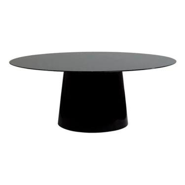 Imagem de Mesa de Jantar Cone Oval 198x122 Laqueada Yescasa Preto