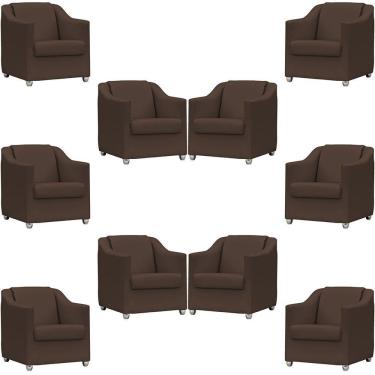 Imagem de Kit 10 Poltronas Mila Corino Cores Pé De Plástico Cromado - Marrom Corino