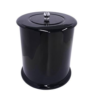 Imagem de Lixeira Para Banheiro Mdf Redonda 6 Litros Preta Preto