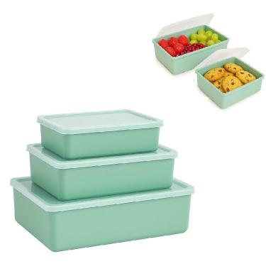 Imagem de Kit Jogo 3 Potes Recipientes Multiuso Com Tampa Translucida Marmita P M G Lanche Fitness Verde