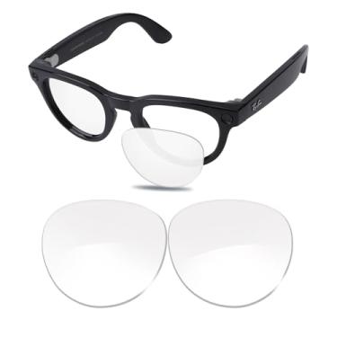 Imagem de Glintbay Lentes de óculos de sol de substituição 100% precisas para óculos de sol Ray-Ban Meta Headliner RW4009F 51 mm ponte baixa - transparente, não polarizada