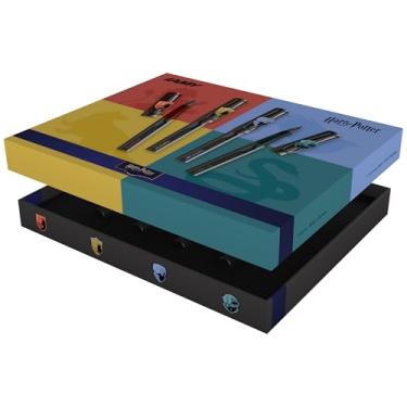 Imagem de Lamy Conjunto de 4 canetas Harry Potter Safari – Edição especial com escudo doméstico – Pontas de aço (M) – Pega ergonômica – com cartuchos de tinta azul T10 – Destro
