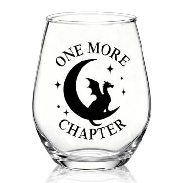 Imagem de XQLZY One More Chapter Taça de vinho sem haste, presentes engraçados de taça de vinho para mulheres leitoras amantes de livros, presentes de aniversário de Natal e Ação de Graças para mulheres, mãe