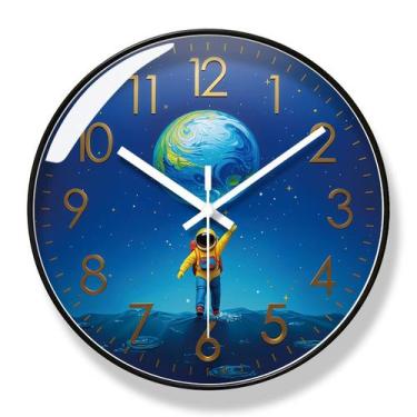 Imagem de Relógio de parede Astronaut Kids Room Decor Silent Non-Ticking - yiwei