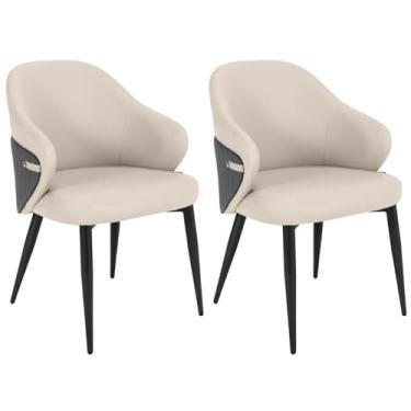Imagem de Kit 2 Cadeiras de Jantar Estofada Milano Design Italiano com Encosto Ergonômico - Bege/cinza Escuro