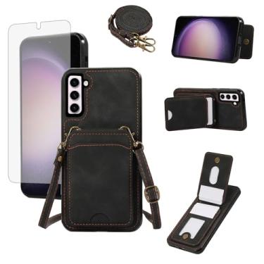 Imagem de Asuwish Capa de celular para Samsung Galaxy S23 Plus S23+ 5G capa carteira com protetor de tela temperado e alça transversal para cartão celular S23plus 23S + S 23 23+ SM-S916U 16.8 cm feminino