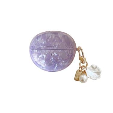 Imagem de GCVXRUD Capa para fone de ouvido Huawei Freeclip, requintada e interessante, exclusiva, padrão de concha do mar, sem fio, Bluetooth, capa protetora para mulheres e meninas