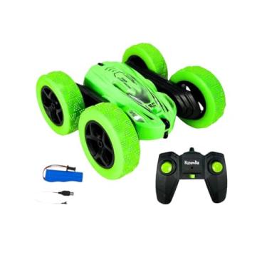 Imagem de Carrinho De Controle Remoto 4x4 Pirueta Giro 360º Brinquedo Infantil Recarregável Maluco Verde Com Luzes Kizumba (VERDE)