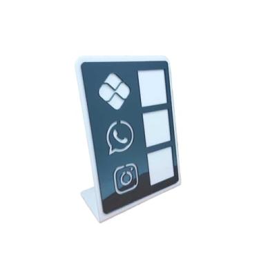 Imagem de Placa Pix Display em Plastico PS Mesa Balcão PIX Zap Instagram Interativo (ECONÔMICO)(Branco & Preto)