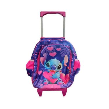 Imagem de Mochila Escolar Infantil com Rodinhas Baby Stitch Roxo - GV Bolsas
