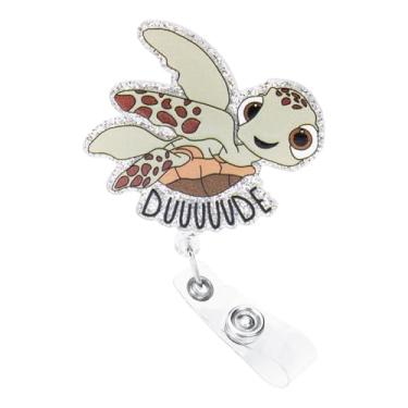 Imagem de Carretel de crachá de enfermeira, porta-crachá de enfermeira com padrão fofo, porta-cartão de identificação retrátil de tartaruga marinha com clipe jacaré, design fofo para enfermeiros, professores