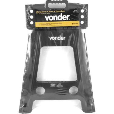 Imagem de Banqueta Plástica Dobrável Preta Altura 450 Mm - Vonder