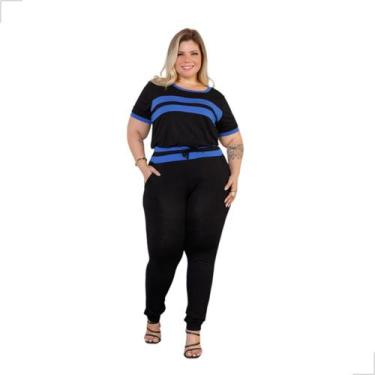 Imagem de Conjunto Blusa E Calça Com Recortes Plus Size  - Rosana Farcait, Royal