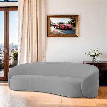 Imagem de Sofá Orgânico Luxo Recepção 250cm Amore Bouclé Cinza