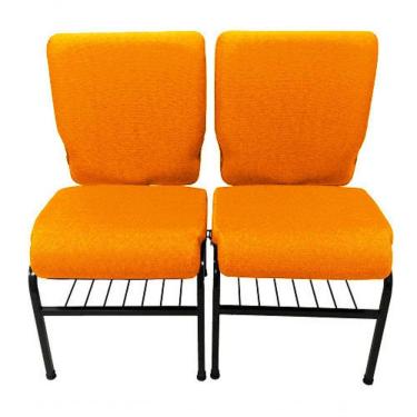 Imagem de 02 Cadeiras Para Igrejas C/ Porta Biblía E Porta Cálice Laranja