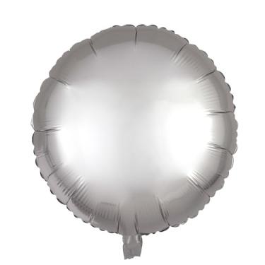 Imagem de BALAO CROMADO REDONDO C/CANUDO PRATEADO 18"