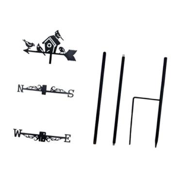 Imagem de MotiveTech Casinha de pássaros de metal, ornamento de ferro fundido, estilo vintage, indicador de direção do vento para cerca, casa de campo ou