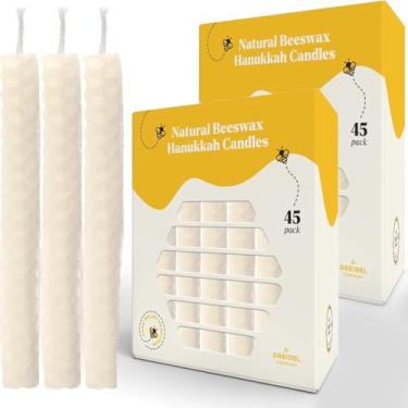 Imagem de The Dreidel Company Vela de Hanukkah, favo de mel natural, cera de abelha branca - 11,4 cm (pacote com 5)