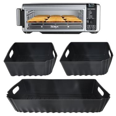 Imagem de Conjunto de 3 frigideiras de silicone Ninja Air Fryer, para modelo de forno digital Air Fry SP0101, fácil de limpar e reutilizável