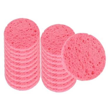 Imagem de OIIBWQ Esponjas faciais de limpeza, discos de limpeza facial portáteis, esponja de limpeza facial para mulheres e meninas, removem a maquiagem suavemente, Rosa 20 Peças