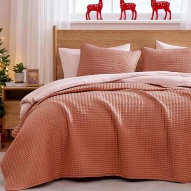 Imagem de WRENSONGE Conjunto de colcha Queen Queen com 3 peças, leve, folha de outono, para todas as estações, colcha macia com 2 fronhas, adequada para cama e sofá