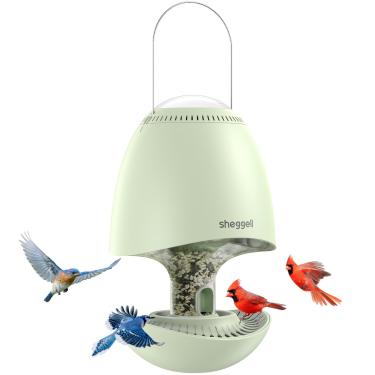 Imagem de Alimentador de pássaros giratório inteligente para pendurar ao ar livre, alimentador de pássaros selvagens, secador automático de sementes, presente de observação de pássaros - capacidade de sementes