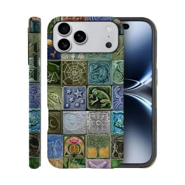 Imagem de Capa para iPhone 17 Pro Max, capa fosca para meninas e mulheres, azulejo vintage flores naturais sapo