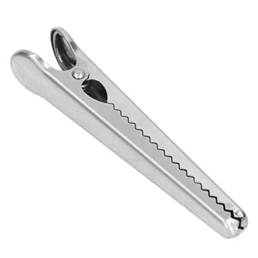 Imagem de Clipe de vedação de aço inoxidável para cozinha, clipes de armazenamento de alimentos com alça confortável, design robusto, design interno de dente para café, chá, saco de comida, (Clipe jacaré