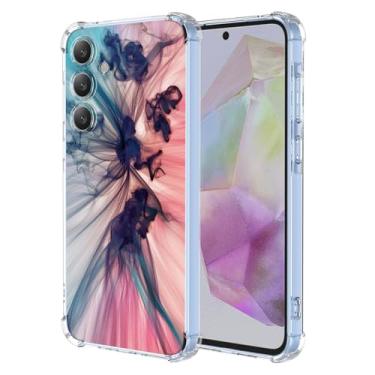 Imagem de WEIOUHR Capa para Galaxy A35 5G Samsung A35 5G Transparente TPU Macio Design Padrão Abstrato, Resistente a Choques Capa Protetora Leve, para Samsung Galaxy A35 5G (Azul Escuro Rosa)