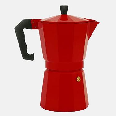Imagem de Cafeteira De Fogão Moka Italiana De Alumínio Até 6 Xícaras (Vermelho)