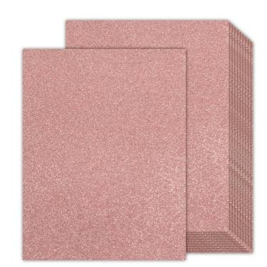 Imagem de Cartolina com glitter rosa, 20 x 27 cm, frente e verso, 24 folhas, papel Goefun sem derramamento 280 g/m2/45 kg, cartolina rosa para cartões de dia dos namorados, embrulho de presente, aniversário