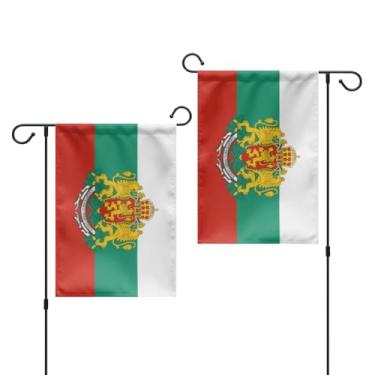 Imagem de GIEAMTYU 1 peça bandeira de jardim da Bulgária dupla face 30,5 x 45,7 cm, poliéster resistente 220D, bandeiras de brasão da Bulgária para decoração de jardim e quintal.