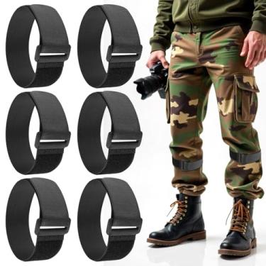 Imagem de Heclia 6 peças de alças de perna de calça não elásticas com fecho de gancho e laço tira ajustável no tornozelo com tiras antiderrapantes alça de bota de cowboy preta para ciclismo, caminhada, pesca