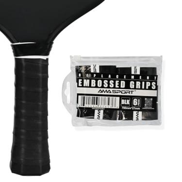 Imagem de PICKLETECH AMA Sport Pickleball Paddle Overgrip Tape - Pacote com 6 - Aderência macia e pura - Aderência absorvente e confortável para raquete de pickleball - preta