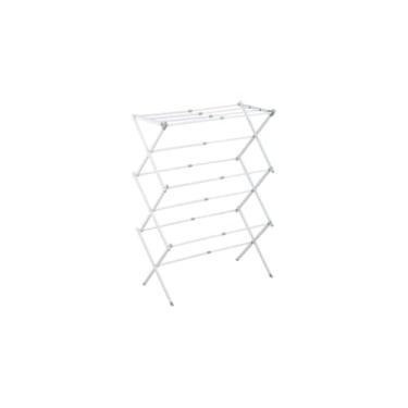 Imagem de Varal Vertical Retrátil de Chão, Branco e Cinza, Ferro e PP, 103x37x40cm, 11 Varetas Extensíveis, Suporta 10kg, Dobrável, Para Apartamentos e Lavanderias