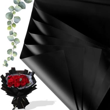 Imagem de 25 folhas de papel de embrulho de flores, buquê floral preto, à prova d'água, materiais de floristas coreanos, papel de embalagem para artesanato faça você mesmo, presente de aniversário de casamento